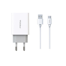 Зарядний пристрій Proda PD-A28a 2хUSB 2.4A + USB Type-C 1.0m (PD-A28c-WH)