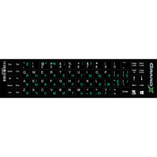 Наклейка на клавіатуру Grand-X 68 keys Cyrillic green, Latin white (GXDPGW)