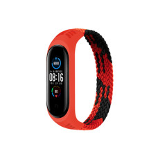 Ремінець до фітнес браслета BeCover Elastic Nylon Style для Xiaomi Mi Smart Band 5/6 (Size L) Black-Red (706157)