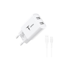 Зарядний пристрій T-Phox TCC-224 Pocket Dual USB + MicroUSB cable White (TCC-224 (W)+Micro)