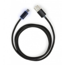 Дата кабель USB 2.0 AM to Type-C 1m LED black Vinga (VCPDCTCLED1BK)