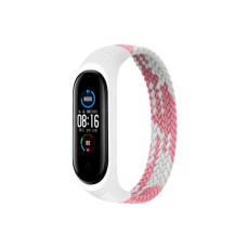 Ремінець до фітнес браслета BeCover Elastic Nylon Style для Xiaomi Mi Smart Band 5/6 (Size M) Pink-White (706153)