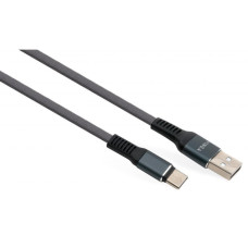 Дата кабель USB 2.0 AM to Type-C 1m flat nylon gray Vinga (VCPDCTCFNB1GR)